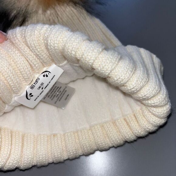 Free people orbit Pom beanie ivory cream ribbed wool blend main image 4
